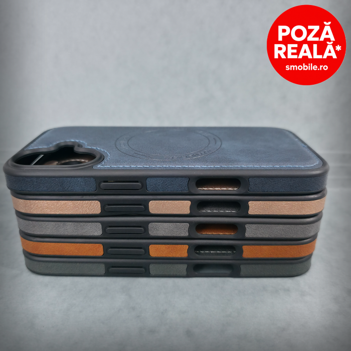 Husa pentru iPhone 17 - Bluemarin Textura Piele - PREMIUM - MagSafe Inel Magnetic [5]