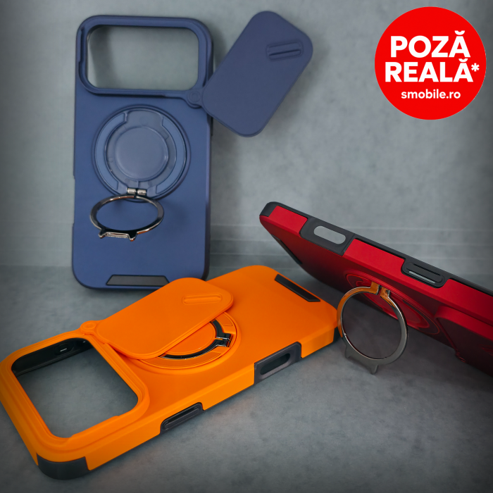 Husa pentru iPhone 17 ProMax - Orange Matte - Protectie Camere - Suport Incorporat [4]