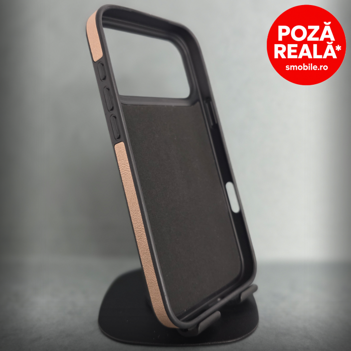 Husa pentru iPhone 17 Pro - DesertGold Textura Piele - PREMIUM - MagSafe Inel Magnetic [2]