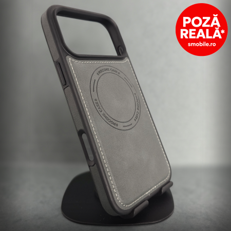 Iphone 17 Pro - Husa pentru iPhone 17 Pro - Green Textura Piele - PREMIUM - MagSafe Inel Magnetic