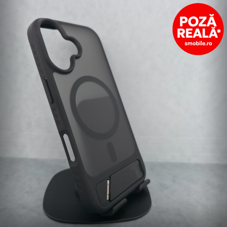 Iphone 16 e - Husa pentru iPhone 16e - Negru Catifelat - MagSafe Inel Magnetic