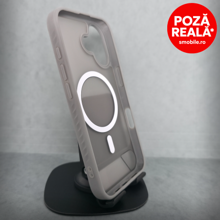 Iphone 16 Plus - Husa pentru iPhone 16 Plus - Gri Catifelat - MagSafe Inel Magnetic