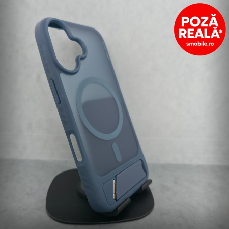 Iphone 16 Plus - Husa pentru iPhone 16 Plus - Albastru Catifelat - MagSafe Inel Magnetic