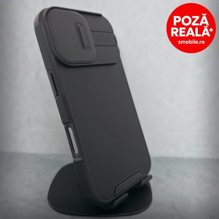 Huse și carcase de telefoane - Husa pentru iPhone 17 - Black Matte - MagSafe Inel Magnetic Protectie Camere
