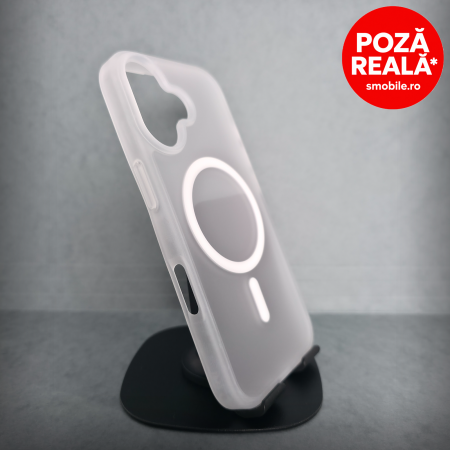 Iphone 16 e - Husa pentru iPhone 16e - White Matte - MagSafe Inel Magnetic