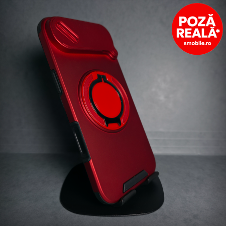 Iphone 17 Air - Husa pentru iPhone 17 Air - Rosu Matte - Protectie Camere - Suport Incorporat