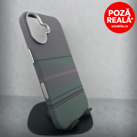Iphone 17 - Husa pentru iPhone 17 - Green Ultra Soft - MagSafe Inel Magnetic - Fibra de Carbon