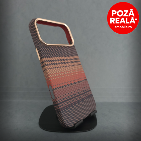 Iphone 17 Pro - Husa pentru iPhone 17 Pro - Brown Ultra Soft - MagSafe Inel Magnetic - Fibra de Carbon