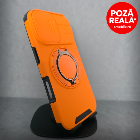 Iphone 17 - Husa pentru iPhone 17 - Portocaliu Matte - Protectie Camere - Suport Incorporat