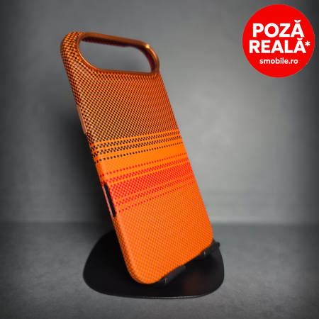 Iphone 17 Air - Husa pentru iPhone 17 Air - Orange Ultra Soft - MagSafe Inel Magnetic - Fibra de Carbon