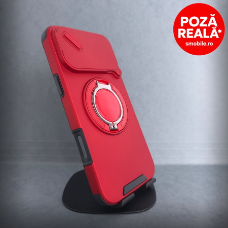 Iphone 17 Pro Max - Husa pentru iPhone 17 ProMax - Red Matte - Protectie Camere - Suport Incorporat