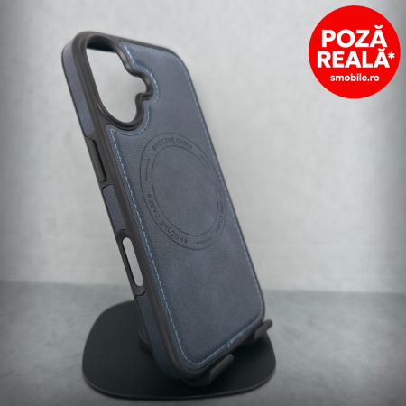 Iphone 17 - Husa pentru iPhone 17 - Bluemarin Textura Piele - PREMIUM - MagSafe Inel Magnetic