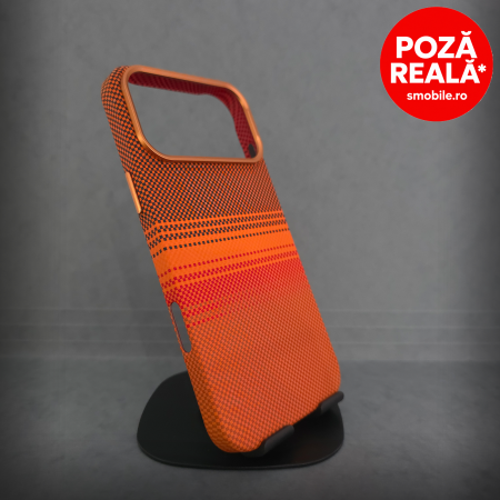 Iphone 17 Pro Max - Husa pentru iPhone 17 ProMax - Orange Ultra Soft - MagSafe Inel Magnetic - Fibra de Carbon
