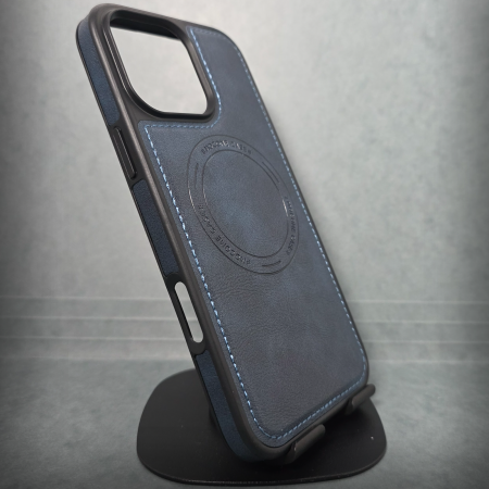 Iphone 16 Pro Max - Husa pentru iPhone 16 Pro Max - Bluemarin Textura Piele - PREMIUM - MagSafe Inel Magnetic