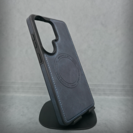 Samsung - Husa pentru Samsung Galaxy S26 Ultra - Albastru Textura Piele -  PREMIUM - MagSafe Inel Magnetic