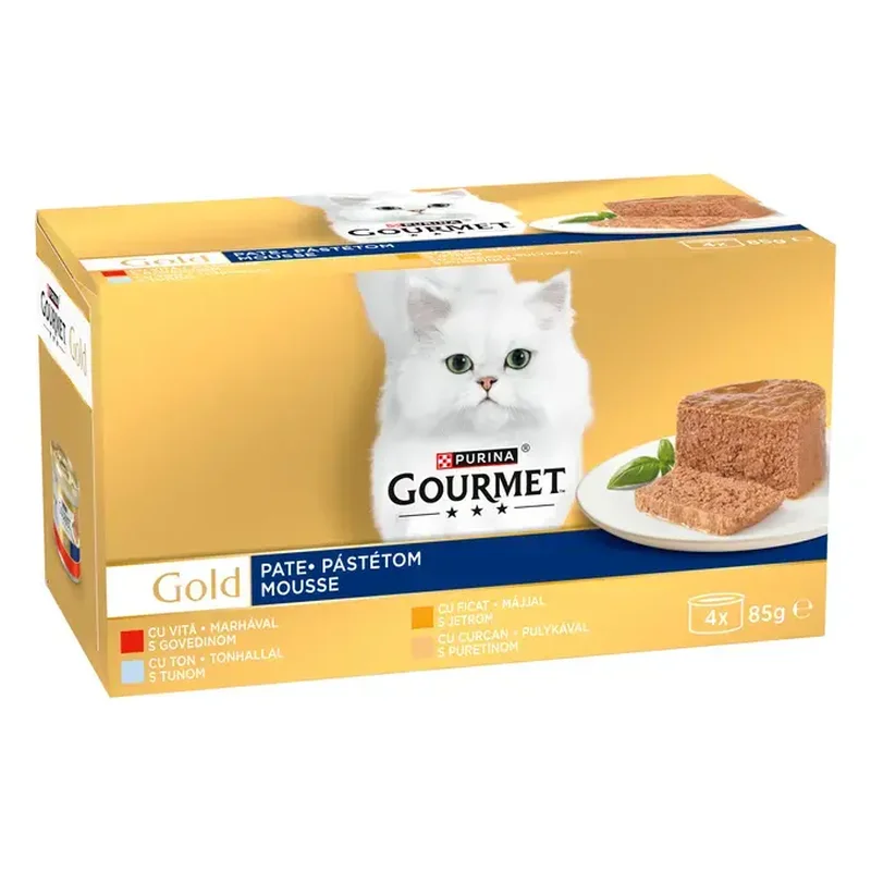 Gourmet Gold Selectie Mixta de Pate cu Vita, Ton, Ficat si Curcan in sos pentru pisici [2]