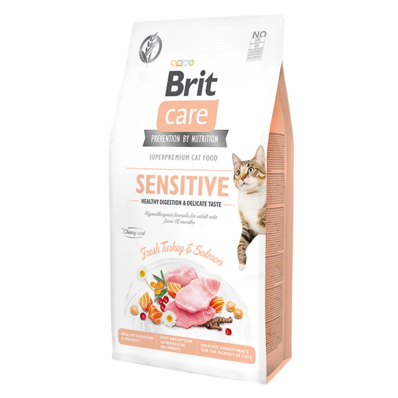 Hrana uscata pisici - Brit Care Sensitive Healthy Digestion & Delicate Taste Curcan si Somon pentru pisici
