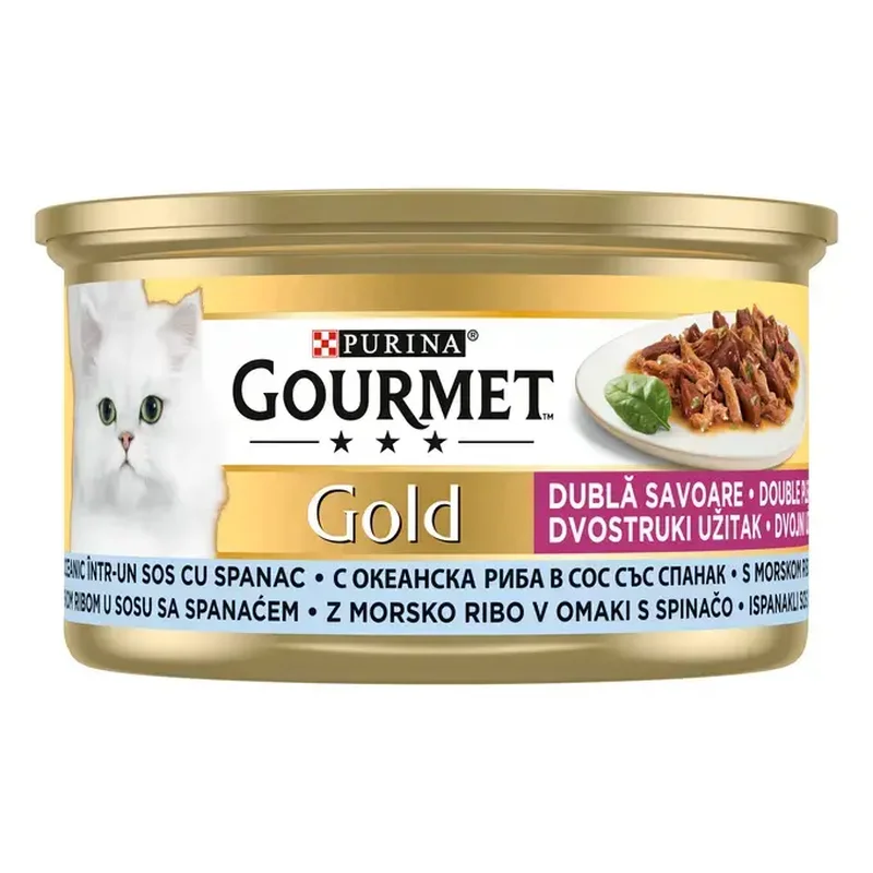 Pisici - Gourmet Gold cu Peste Oceanic si Spanac in sos pentru pisici