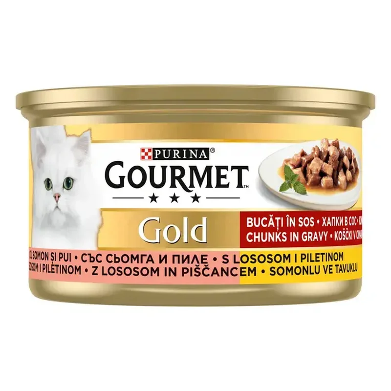 Pisici - Gourmet Gold cu Somon si Pui in sos pentru pisici