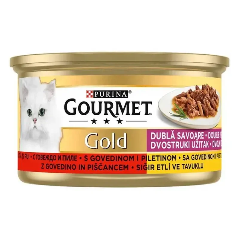 Pisici - Gourmet Gold cu Vita si Pui in sos pentru pisici