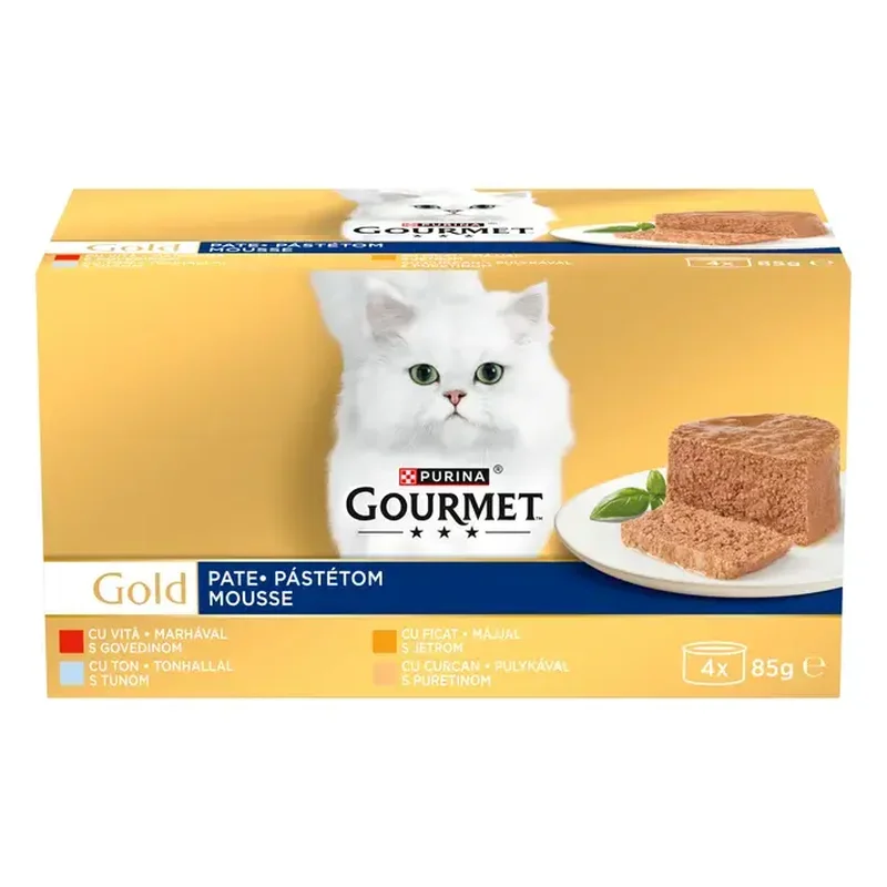 Pisici - Gourmet Gold Selectie Mixta de Pate cu Vita, Ton, Ficat si Curcan in sos pentru pisici