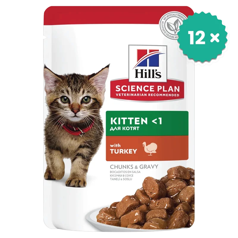 Hrana umeda pentru pisici - Pachet econom 12 x Hill's Science Plan cu Curcan in sos pentru pui de pisici
