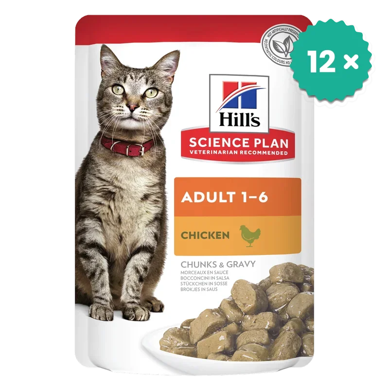 Hrana umeda pentru pisici - Pachet econom 12 x Hill's Science Plan cu Pui in sos pentru pisici adulte