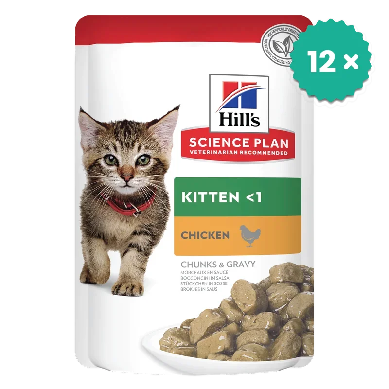 Hrana umeda pentru pisici - Pachet econom 12 x Hill's Science Plan cu Pui in sos pentru pui de pisici