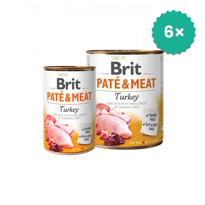 Formule speciale pentru Caini - Pachet econom 6 x Brit Pate & Meat Curcan hrana completa pentru caini