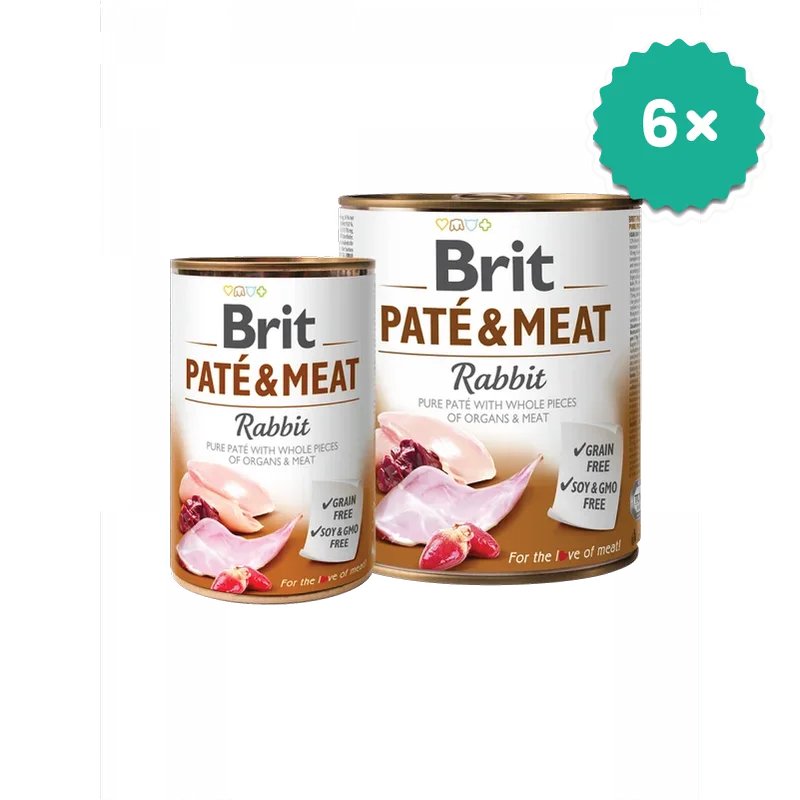 Formule speciale pentru Caini - Pachet econom 6 x Brit Pate & Meat Iepure hrana completa pentru caini