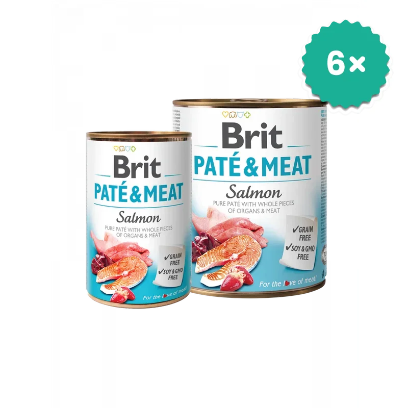 Formule speciale pentru Caini - Pachet econom 6 x Brit Pate & Meat Somon hrana completa pentru caini