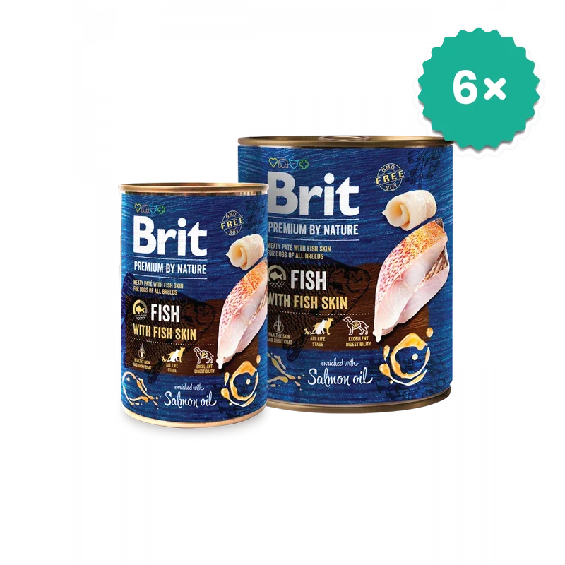 Formule speciale pentru Caini - Pachet econom 6 x Brit Premium by Nature cu Peste si piele de peste pentru caini de toate rasele
