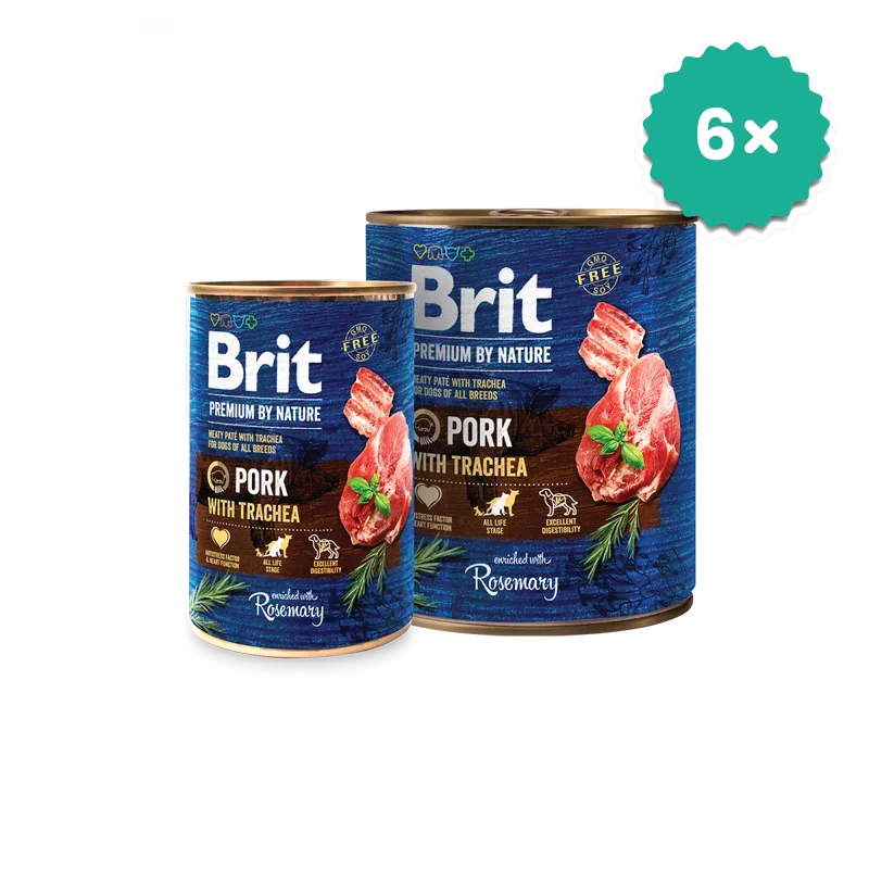 Formule speciale pentru Caini - Pachet econom 6 x Brit Premium by Nature cu Porc si Trahee pentru caini de toate rasele