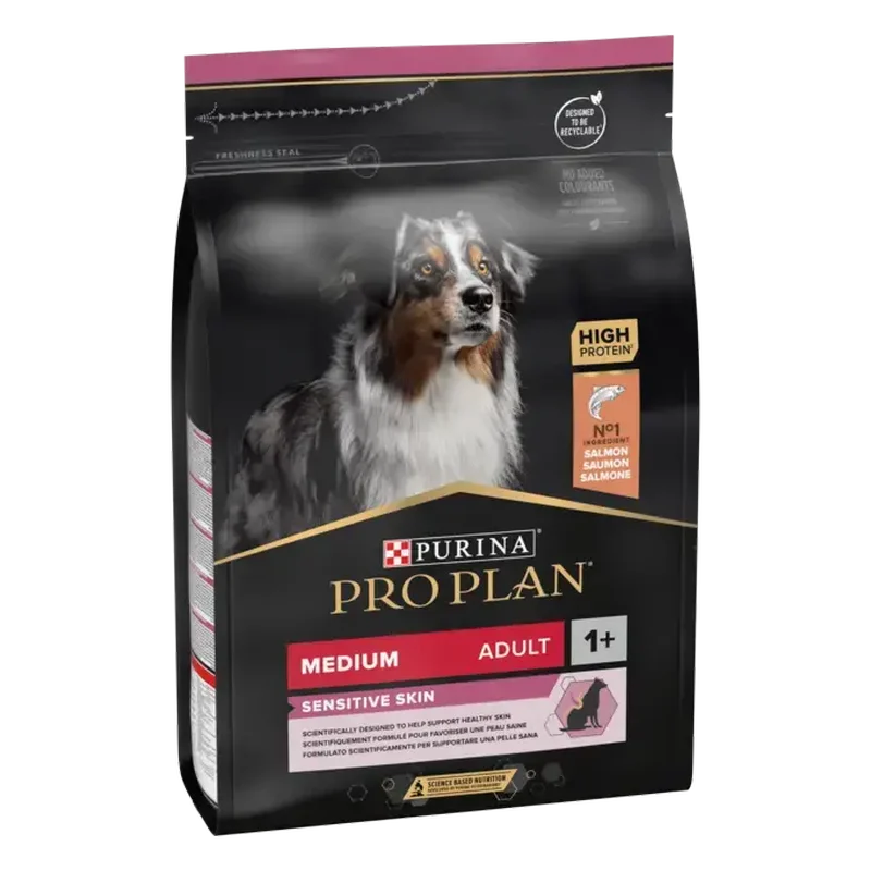Hrana uscata pentru caini - PURINA Pro Plan Sensitive Skin cu Somon pentru caini adulti de rasa medie