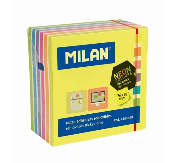 BLOC NOTES ADEZIV CUB 76X76 7 CULORI NEON MILAN 4155400 [1]