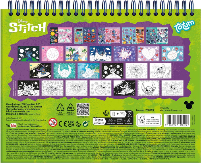 Carte de colorat & abtibilduri cu numere - Stitch [7]