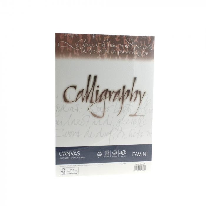 HARTIE CALIGRAFICA 200G/MP A4 50COLI ALB FAVINI CANVAS A690314 [1]
