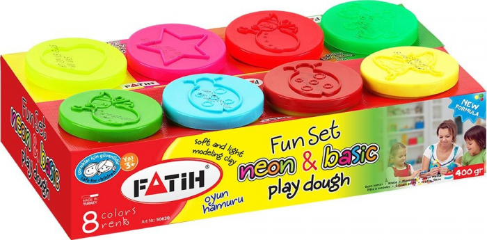 PLASTILINA USOARA MODELING DOUGH BASIC + NEON 8X50G FATIH 50630 [1]