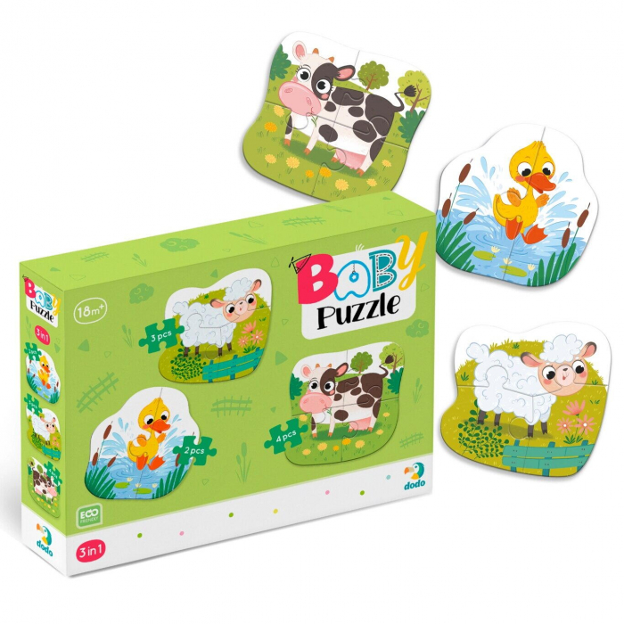 Puzzle 3 in 1  - Animalutele de la ferma (2,3,4 piese) [4]