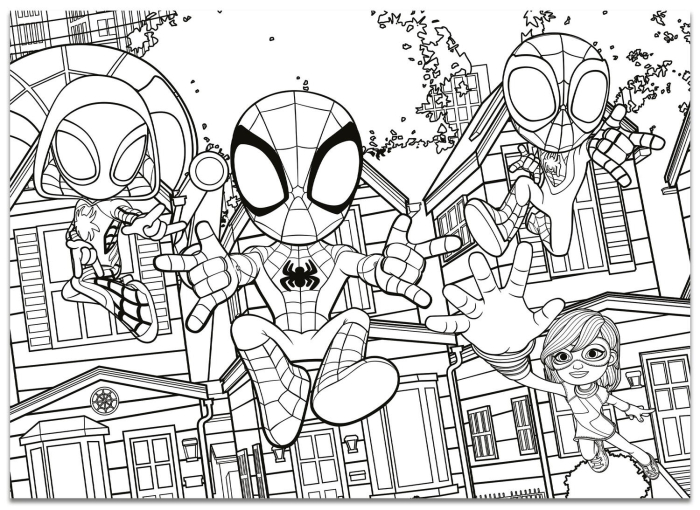 Puzzle de colorat maxi - Paienjenelul Marvel si prietenii lui uimitori (4 x 48 de piese) [2]