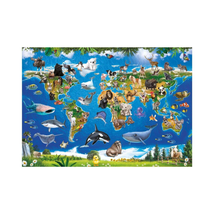 Puzzle XL - Harta animalelor (100 piese) [1]