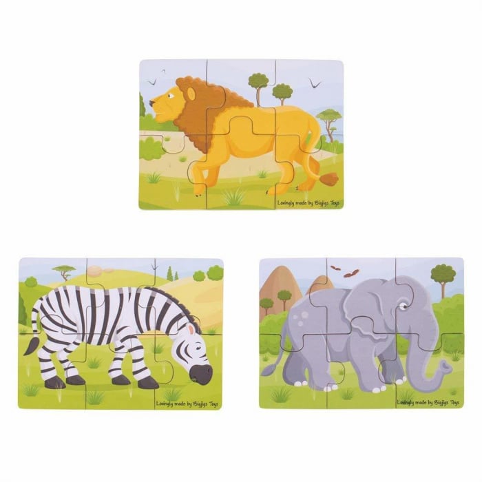 Set 3 puzzle din lemn - Jungla Vesela [2]
