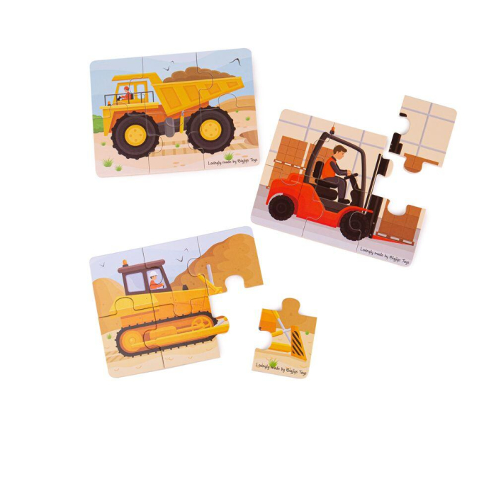 Set 3 puzzle din lemn - Vehicule pentru constructii [3]