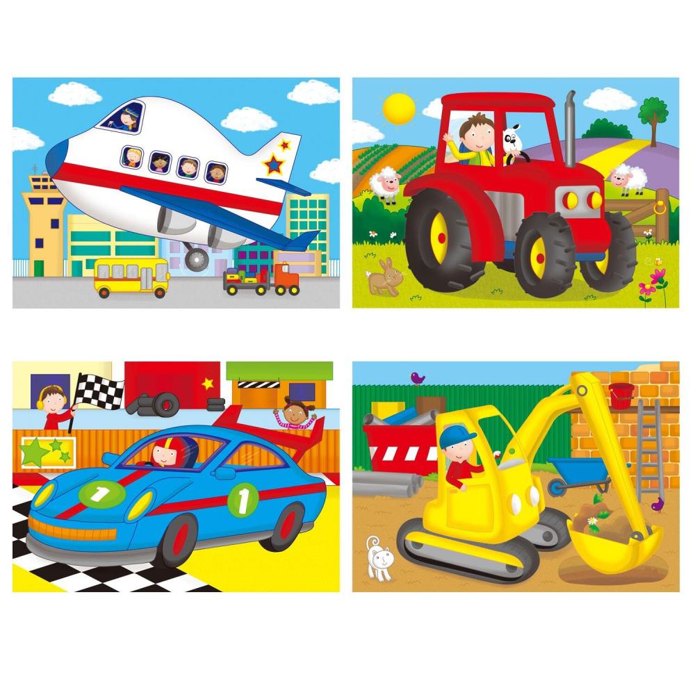 Set 4 puzzle-uri Vehicule (4, 6, 8, 12 piese) [4]