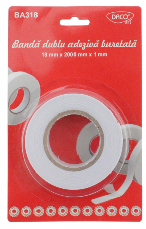 Hârtie specială - BANDA ADEZIVA BURETATA DUBLA 18/2 DACO BA318