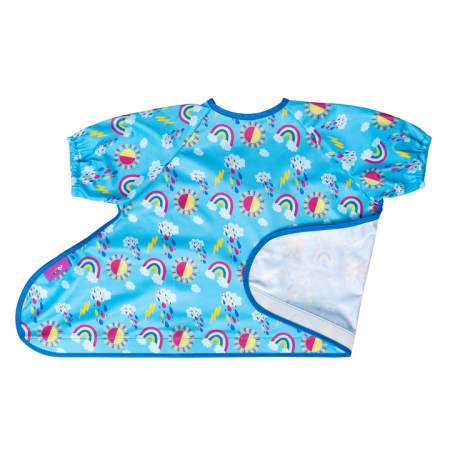 Accesorii hranire bebelusi - Baveta cu maneci scurte - Norisori pufosi