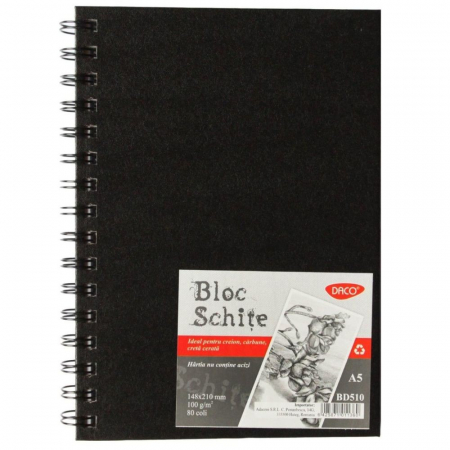 Bloc schițe - BLOC A5 SCHITE 100G 80 FILE DACO BD510