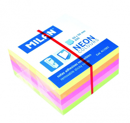 PAPETĂRIE - BLOC NOTES ADEZIV 50X50 5 CULORI NEON MILAN 411501