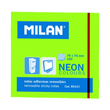 PAPETĂRIE - BLOC NOTES ADEZIV 76X76 NEON VERDE 85433