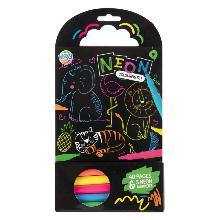 Carti pentru copii - Carte de colorat cu carioci neon - Animalute